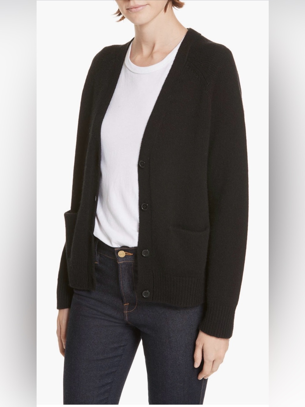 Jenni Kayne 100% Cashmere Stanford Cardigan Black Size Small